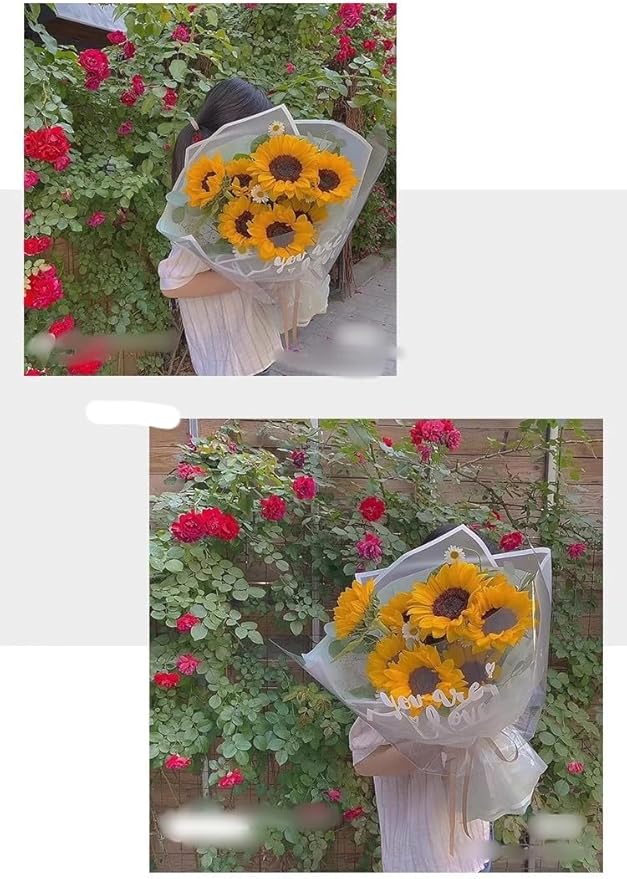 fondleadmiringly Flower Wrapping Paper, Flower Shop Paper, Waterproof Wrapping Paper, semi Transparent Wrapping Paper (1-white) 20 sheets