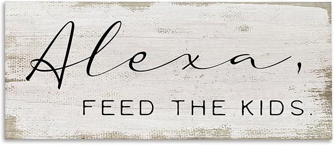 Stupell Industries Alexa Feed The Kids Funny Kitchen Family Sign, Designed by Daphne Polselli Wall Art, 13 x 30, Canvas