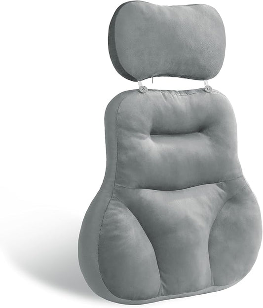 HOMBYS Neck Support for Short-Back Office Chair, Soft Headrest Pillow Lumbar Support for Neck Pressure Relief Improved Posture for Working Chair, Car and Travel, Light Grey