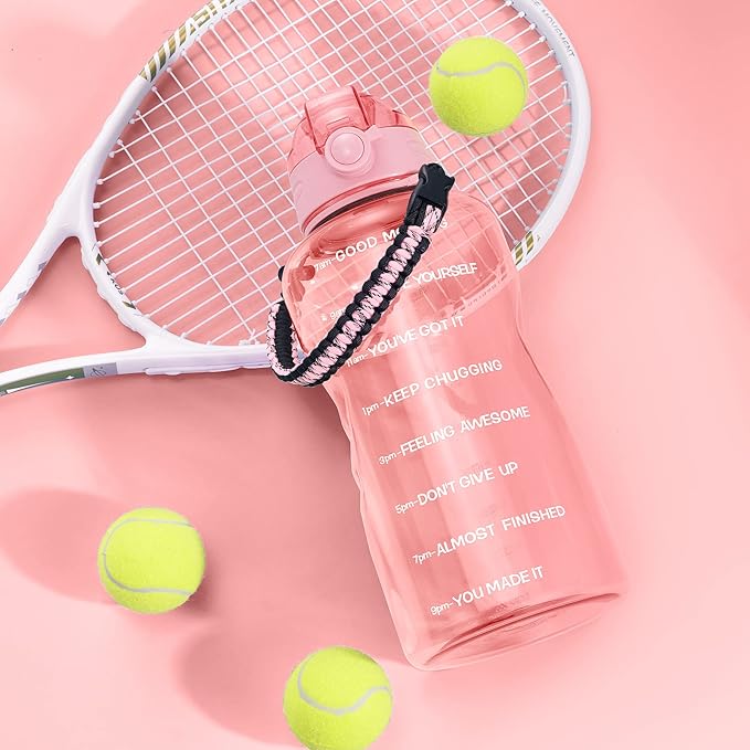 Water Bottles 1 / Half Gallon with Time Marker and Straw, Large Fitness Sports Motivational Bottle, Wide Mouth Leakproof and BPA Free for Travel, Gym,office,school