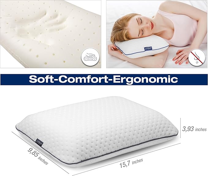 Travel & Camping Comfortable Memory Foam Pillow – Easy to Carry Portable Bag – Temperature Regulating Pillow Case (White)