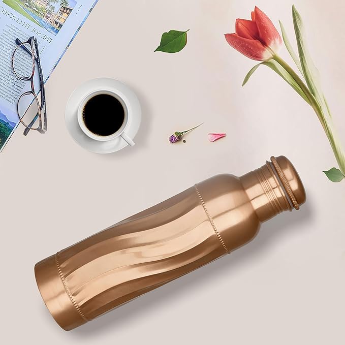 Ayurvedic Drinking Copper Water Bottle for Sports, Travel, Yoga & Everyday Use, Water Bottle for Gym, Office, Hiking, Outdoor Capacity 32 Oz (Design 6, 32 Oz)