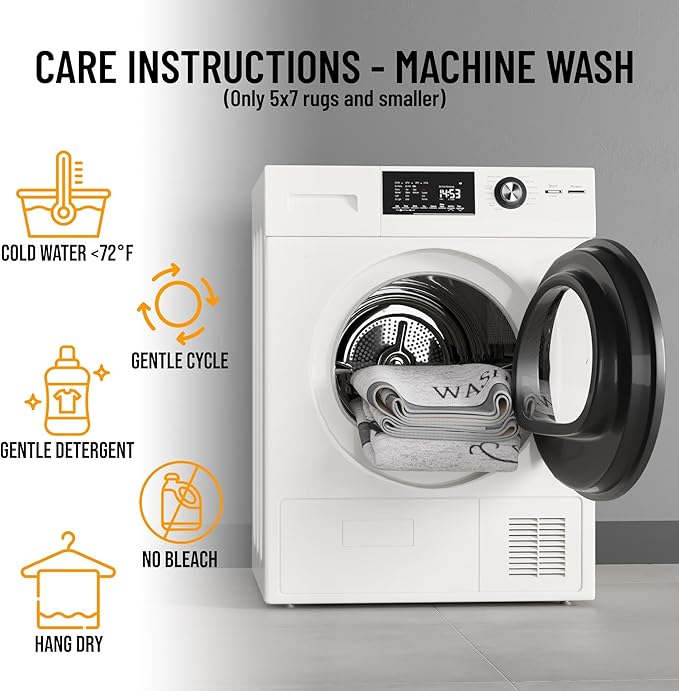 Ottomanson Laundry Collection Non-Slip Rubberback Laundry Text Design 2x5 Laundry Room Runner Rug, 20" x 59", Light Gray