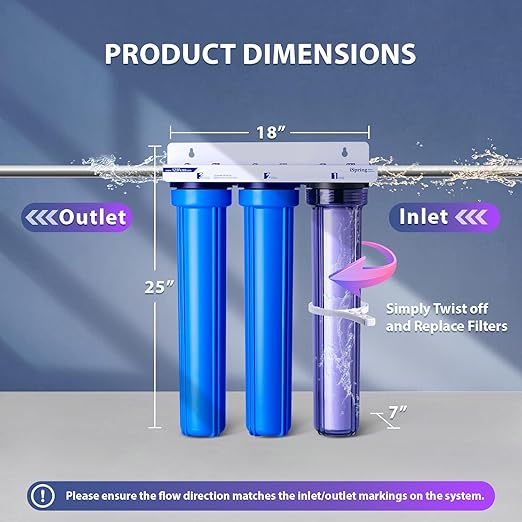 iSpring Heavy Metals Whole House Water Filter System, Reduces Lead, Chloramine, PFAS, Chlorine, Sediments, 3-Stage Whole House Water Filtration System, 3/4" Inlet/Outlet, Model: WCB32C-KS