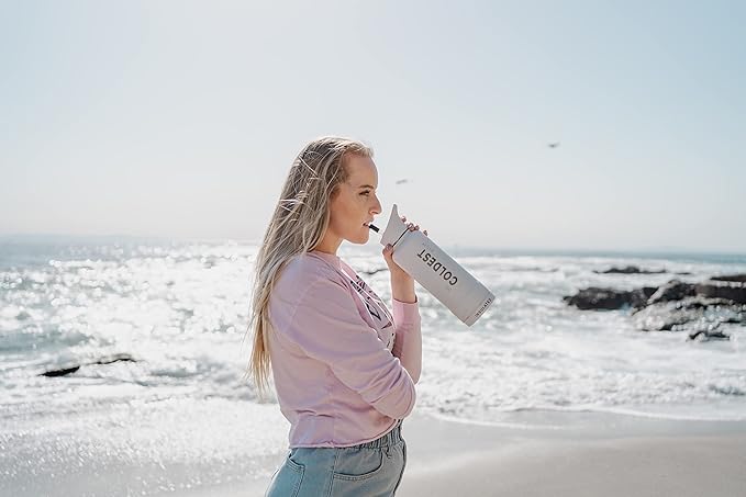 Coldest Sports Water Bottle with Straw Lid Vacuum Insulated Stainless Steel Metal Thermos Bottles Reusable Leak Proof Flask for Sports Gym (40 oz, Galactic Blue Glitter)