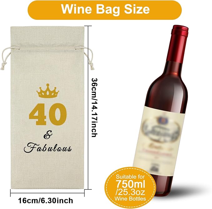 Sazuwu 40 Years Old Birthday Gifts for Women Men Wine Bag Happy 40th Birthday Gifts for Mom Dad Wine Accessories Gifts for Wine Lovers Gifts for Someone Turning Sixty 1984 Birthday Gifts
