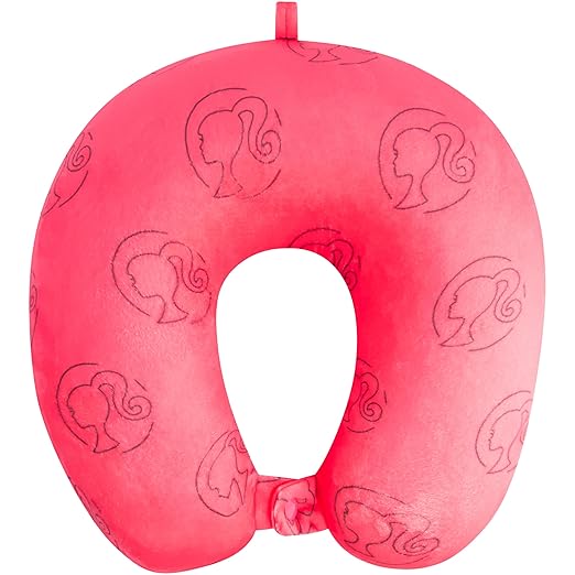 FUL Barbie Neck Pillow, Memory Foam Travel Accessories for Airplane, Car and Office, Comfortable and Breathable, Pink