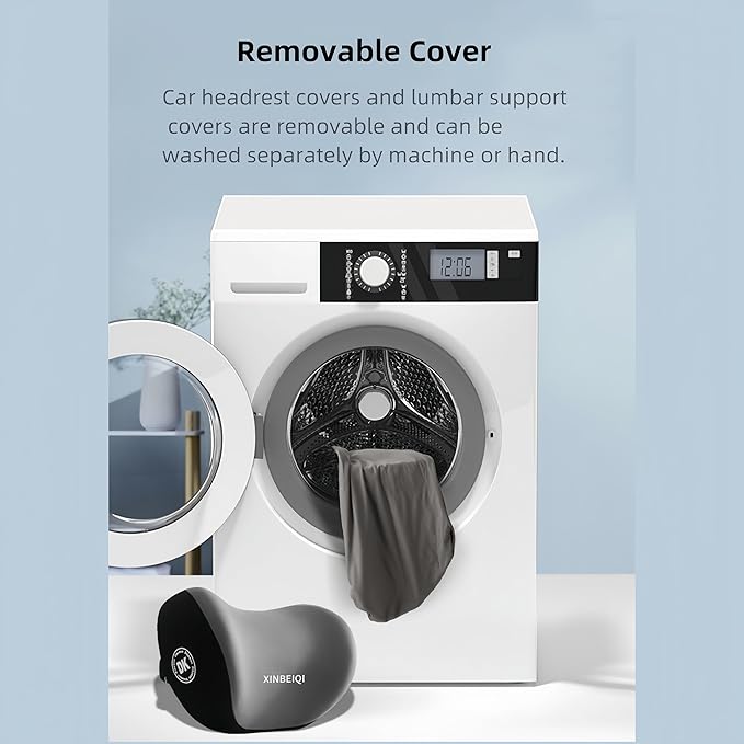 Car Seat Back Support and Car Neck Pillow Kit, Ergonomic Design headrest Lumbar Support for Neck Back Pain Relief Improve Sitting Posture (Black)