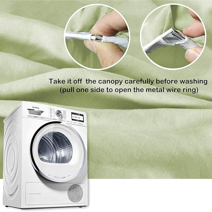 Mengersi Bed Canopy for Girls, Round Dome Canopy Curtains Room Decoration Princess Castle, Dreamy Mosquito Net Bedding (Sage Green)