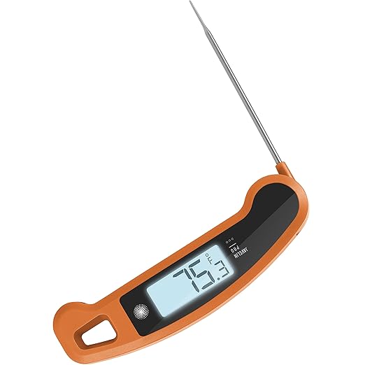 PX1D Javelin PRO Duo Ultra Fast Professional Digital Instant Read Meat Thermometer for Grill and Cooking, 4.5" Probe, Auto-Rotating Backlit Display, Splash Resistant – Tangerine