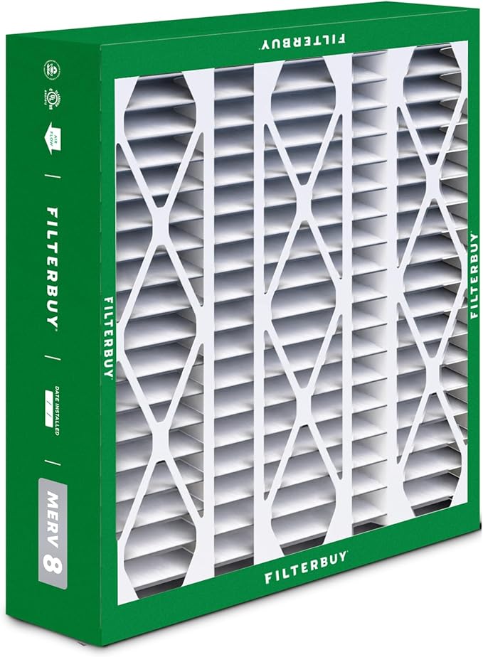 Filterbuy 20x25.25x3.5 Air Filter MERV 8 Dust Defense (2-Pack), Pleated HVAC AC Furnace Air Filters Replacement for Aprilaire Space-Gard 102/2120 (Actual Size: 19.94 x 25.38 x 3.75 Inches)