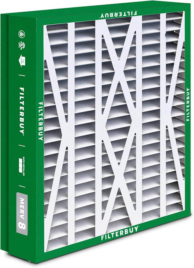 Filterbuy 21x21.5x5 Air Filter MERV 8 Dust Defense (2-Pack), Pleated HVAC AC Furnace Air Filters Replacement for Trane Perfect Fit & American Standard (Actual Size: 20.00 x 21.09 x 4.97 Inches)