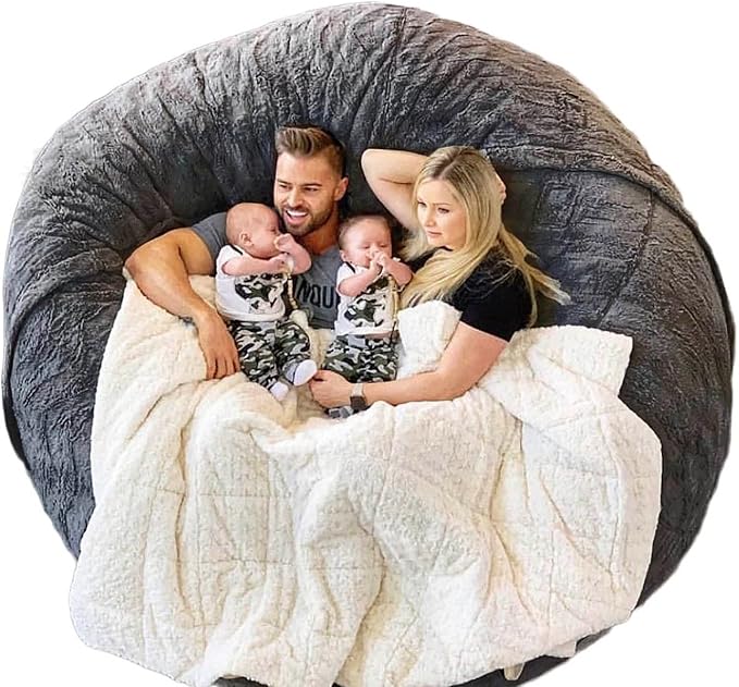 Giant Sherpa Bean Bag Chair Cover, Ultra Soft Bean Bag Bed (No Filler, Cover only), Large Round Soft Fluffy Bean Bag for Adults, Machine Washable Big Size Bean Bag Covers