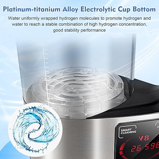 Hydrogen Water Bottle Generator Kettle, 2L Large Capacity Hydrogen Rich Water Machine with Constant Temperature Heating Glass Bottle