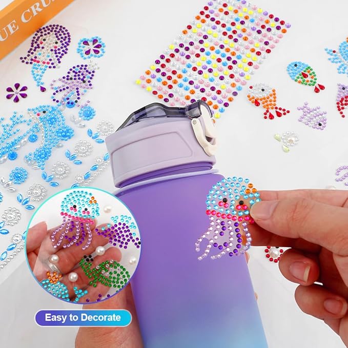 Decorate Your Own Water Bottle Kits for Girls, Mermaid Toys for Girls 10-12, 6-12 Year Old Girl Birthday Gifts Painting Crafts, Mermaid Arts and Crafts Gifts Toys for Girls Birthday Christmas