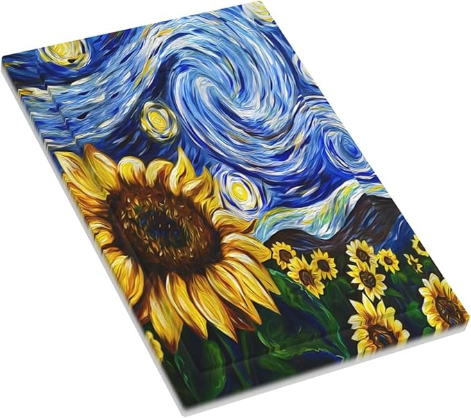 Vintage Abstract Blue Starry Sunflower 1 Gang Light Switch Covers No Device Wall Plate Decorative Blank Switchplate Electrical Faceplate for Farmhouse Country Bedroom Decor