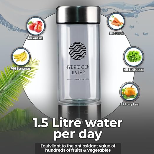 Hydrogen Water Bottle, Portable Rechargeable Hydrogen Water Bottle Generator, Purify Water Quality in 3 Minutes, Glass Water Ionizer, Healthy Hydration Bottle with Free Paracord Handle by XYZEE