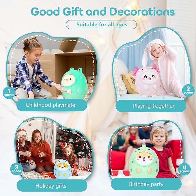 Cute Plush Corgi Dinosaur Stuffed Animal Pillow, 8" Soft Kawaii Shiba Inu Corgi Plushie with Dinosaur Outfit Gift for Kids