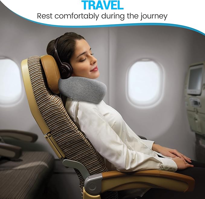 SFXULIX Travel Pillow,Travel Neck Pillow, Memory Foam Neck Pillow Airplane, 360°Travel Pillows for Airplanes, Airplane Pillow, Soft Airplane Neck Pillow Stowable U-Shaped Pillow (Gray)