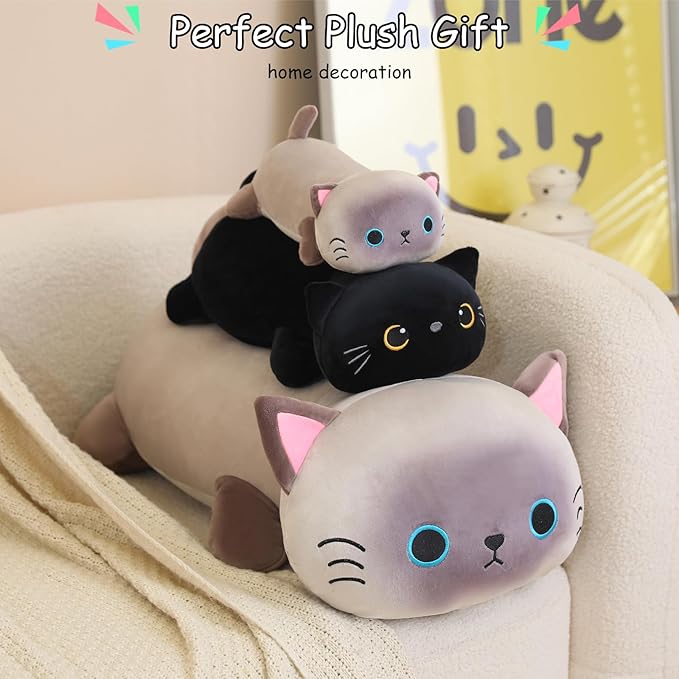 SQEQE Weighted Siamese Cat Plush, Weighted Siamese Cat Stuffed Animal for Anxiety, Cute Siamese Cat Plushies Soft Siamese Cat Pillow Toy Gift for Kids Adults 9.8 Inch, 0.8 lbs