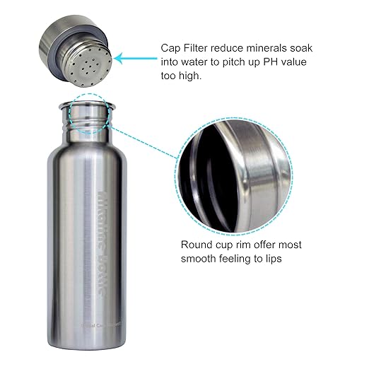 New Alkaline Water Bottle | Big Nano Energy Water Flask Stainless Steel Water Filter Bottle to Naturally Enhance Drinking Water