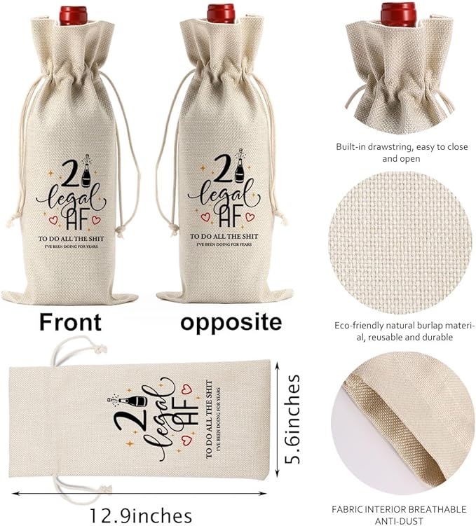 Funny 21st Birthday Wine Bag, 21st Birthday Party Decorations for Her, 21st Birthday Gifts for Her Wine Bag, 21 Year Old Birthday Gifts for Her Women Sister Friends Wine Gift Bag