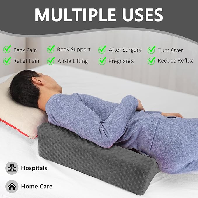 Wedge Pillow for Side Sleeping, Body Positioning Foam Wedge Pillow, Side Wedge Pillow for Sleeping Non-Slip Back Positioning Pillow for Bed Sore Wedge (Dark Gray)