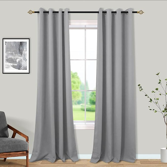 Mrs.Naturall Light Blocking Curtains 84 Inches Long,Room Darkening Light Gray Grommet Cortinas Blackout para Sala Elegantes Modernas 2024 Dormitorio Dorm Curtains 84 Inch Length 2 Panels Set