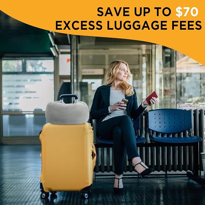 Stuffable Travel Pillow Neck Pillow Velvet Luggage Pillow Case Cover for Extra Luggage with Adjustable Neck Size