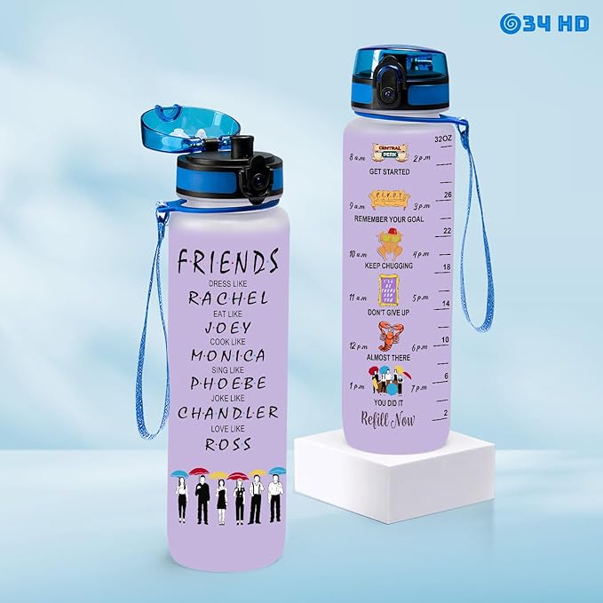 Gifts for Best Friends, Friends Water Bottle 32 oz with Time Marker, Bestie Motivational Bottle, Friendship Birthday Gifts, Bestie Gifts for Women