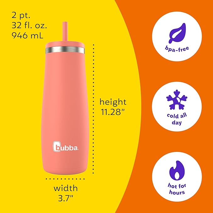 Bubba 32 oz Radiant Tumbler Without Case, Rubberized Coral