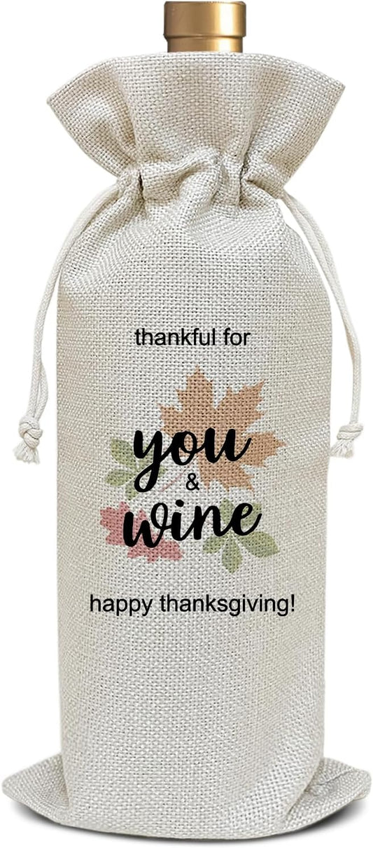Thanksgiving Wine Bag, Thanksgiving Birthday Gifts for Friends Women Men, Thank You Gift for Dad Mom Coworker, Fall Autumn Harvest Holiday Party Favor Maple Leaf Wine Bag Decoration Supplies /34
