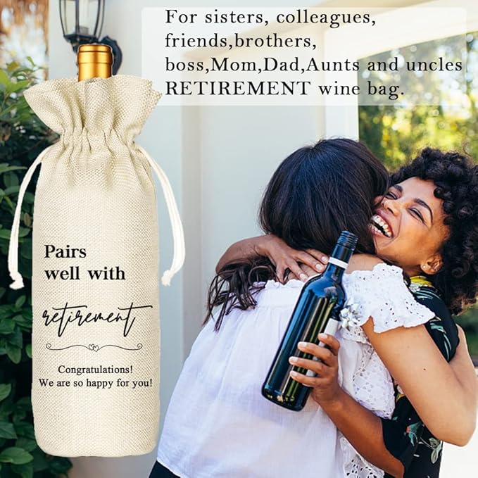 Socive Retirement Wine Bag, Retirement Gifts Wine Bags,Gift for Him or Her, Retirement Gifts Leaving Gifts for Colleagues Best Friends Coworkers Boss Nurse Teachers Retirees Work(5SW106)