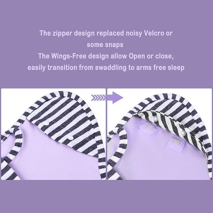 Baby Blanket Sack with Arms Free Design,Transition to Arms Free Wearable for Newborn Girl and Boy, Large 6-9Months, Purple Color