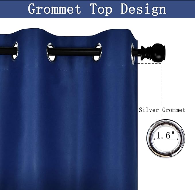 Navy Blue Valances for Bedroom Windows Blackout Thermal Insulated Valances for Living Room Short Straight Drape Valance for Loft Basement 52X18 1Panel