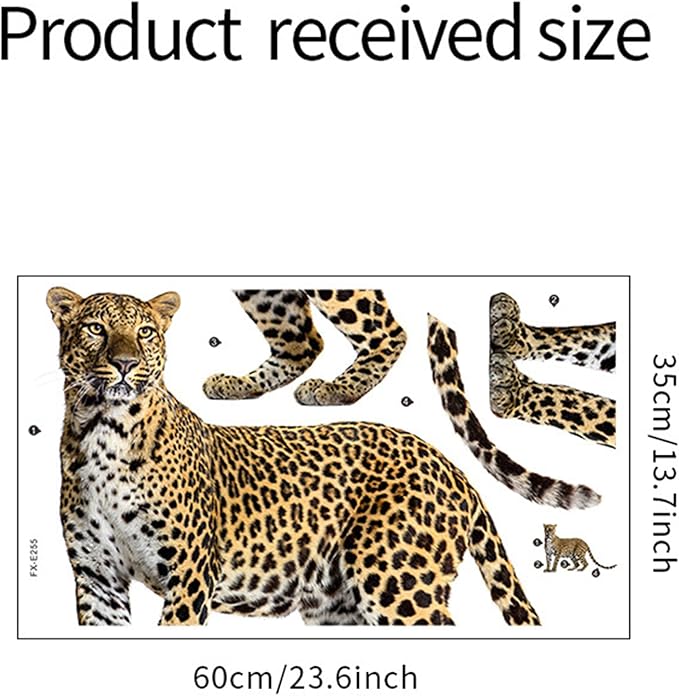 Lifelike Cheetah Wall Decal 3D Animals Wall Sticker Safari Wall Decor for Nursery Kid'sroom School Classroom Livingroom Bedroom Bathroom Decoration (Lifelike Cheetah 2)