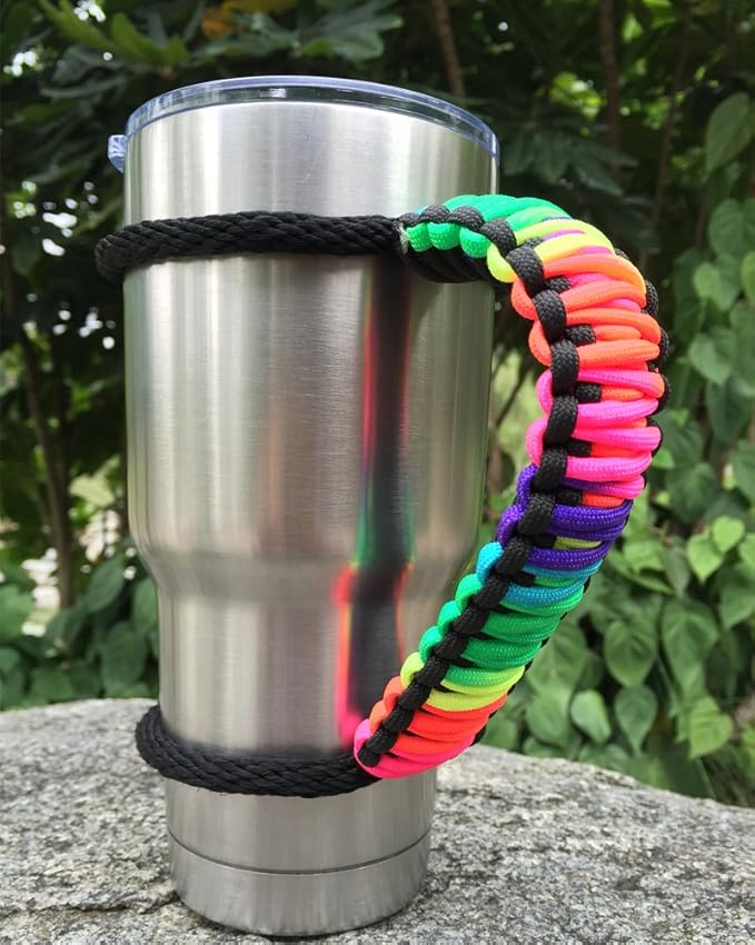 Handmade Paracord Handle for Yeti/Rtic/Ozark Trail Rambler 30 Oz Tumbler.(Colorful/black)