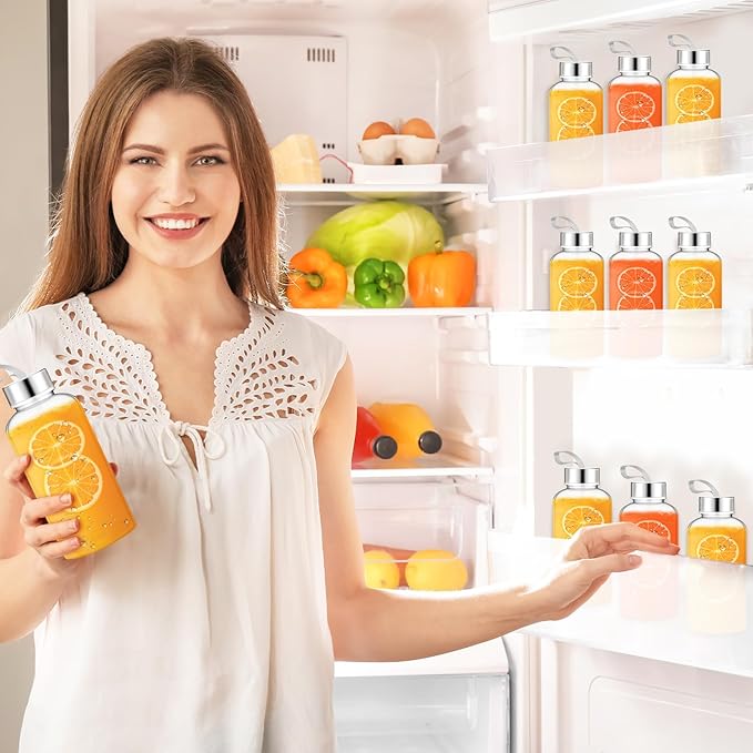 Zubebe 40 Pcs 20 oz Reusable Water Bottles Bulk Clear Bottles with Stainless Steel Leak Proof Lids Acrylic Bottles with Nylon Carrying Strap Shaker Bottles for Water, Milk, Smoothie, Juice Beverage