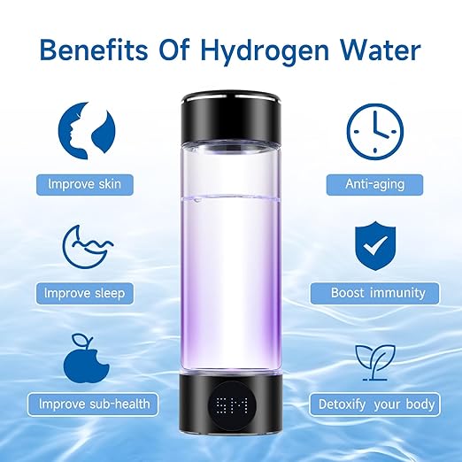 Hydrogen Water Bottle,Rechargeable Hydrogen Water Generator with 5Min Quick Electrolysis,Portable Hydrogen Water Ionizer Machine (Black)