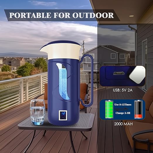 Hydrogen Water Bottle Alkaline Water Generator Hydrogen Water Ionizor Maker Machine Pitcher Ionizer with SPE & PEM Tech 1500ml/50floz