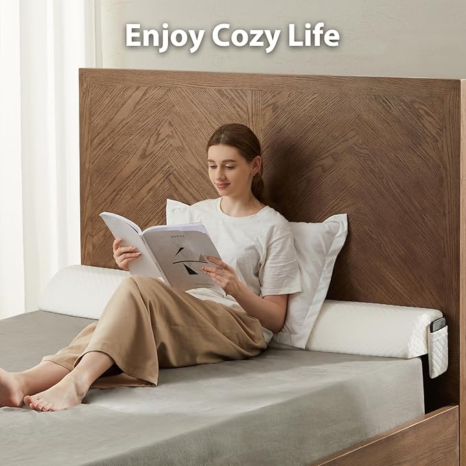 Queen Size Bed Wedge Pillow for Headboard Gap,60"x10"x6" Bed Gap Filler(0-8") Between Headboard and Mattress,Stop Loosing Your Pillows