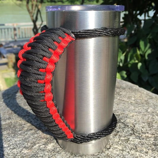 Handmade Paracord Handle for Yeti/Rtic/Ozark Trail Rambler 20 Oz Tumbler. Red/Black