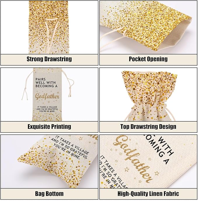 Godfather Gift Godfather Proposal Gifts Wine Bag God Parents Presents Proposal Gifts Godparents Gifts for Baptism for Men Male Uncle Coworker Friend Wine Bags