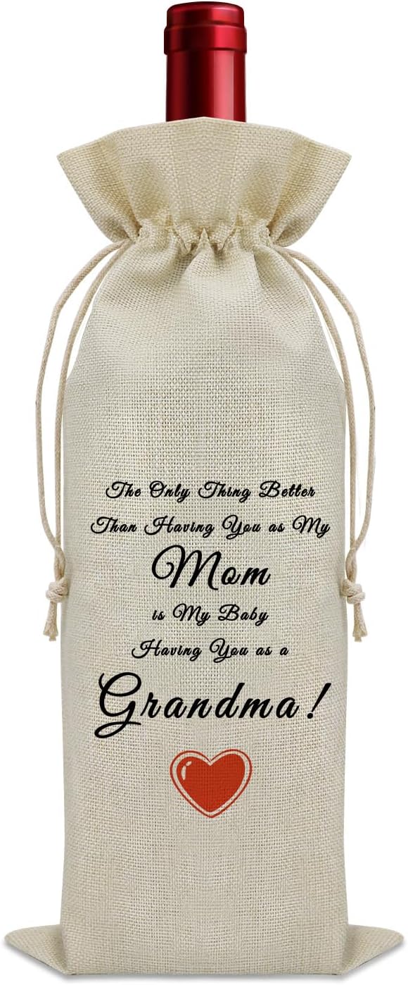 Sazuwu New Grandma Gifts First Time Wine Bag Mom Promoted to Grandma Gifts Mothers Day Gifts for Mom to Be Wine Accessories Gifts for Wine Lovers Mothers Day Gifts for Grandmother from Grandson