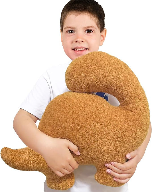 Dino Nuggets Pillow, Dinosaur Chicken Nuggets Plush Funny Gifts for Teen Boys Girls, Fun Throw Pillows Cute Room Decor for Teens Dinosaur Gifts (Large, Brontosaurus Style 2)