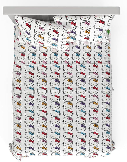 Franco Collectibles Hello Kitty Bows Bedding Super Soft Microfiber 4 Piece Full Sheet Set, (Officially Licensed Product)