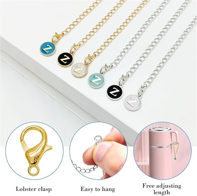 6PCS Letter Charm Accessories for Stanley Cup, Name ID Letter Handle Charm for Stanley Handle Identification Letter Pendant Handle Decoration for Stanley Tumbler Charms (Letter Z)