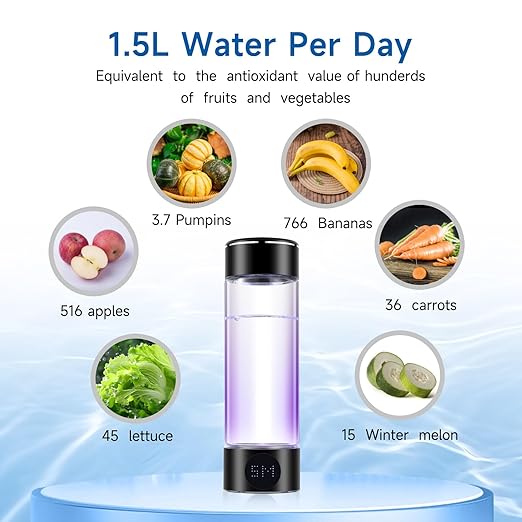 Hydrogen Water Bottle,Rechargeable Hydrogen Water Generator with 5Min Quick Electrolysis,Portable Hydrogen Water Ionizer Machine (Black)