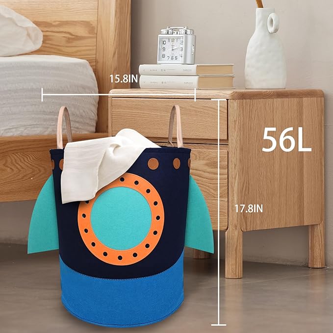Laundry Hamper Large Rocket kids laundry basket with Carry Handle. Ideal for Toy Storage, Kids Laundry Hamper, Boys Hamper, Baby Laundry basket,Girls hampers for bedroom,Decor