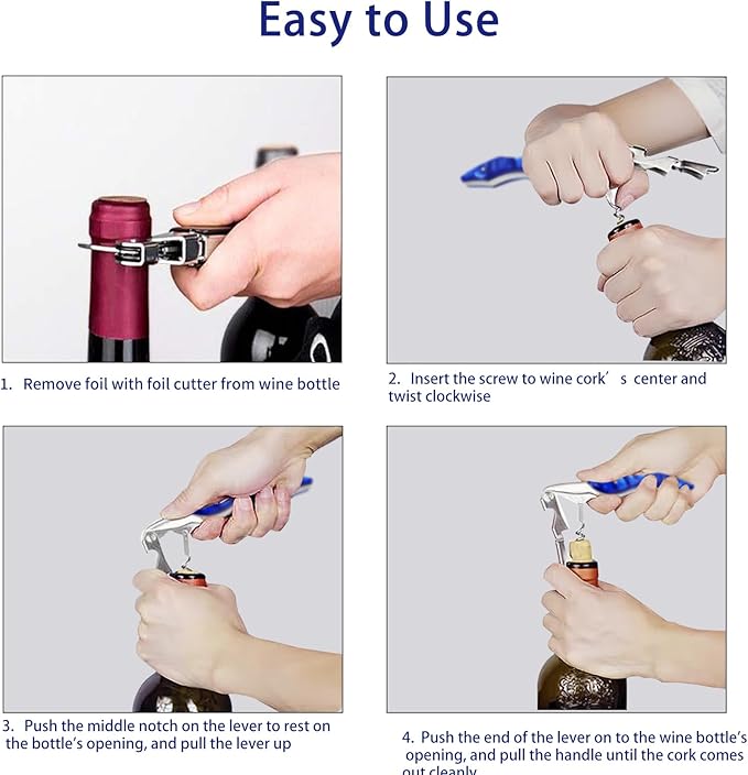 Wine Opener 2 Pack, Professional Wine Bottle Opener, Stainless Steel Wine Key Manual Waiters Corkscrew Wine Opener for Servers Bartender